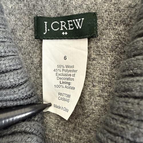 J Crew Jacket Coat Womens 6 Gray Short Peacoat Wool Blend - Picture 6 of 12