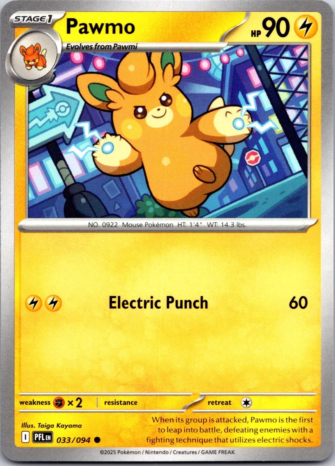 Pawmo 033/094 Common Phantasmal Flames Pokemon Near Mint