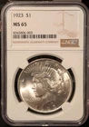 1923 Peace Silver Dollar $1 NGC MS65 White Coin
