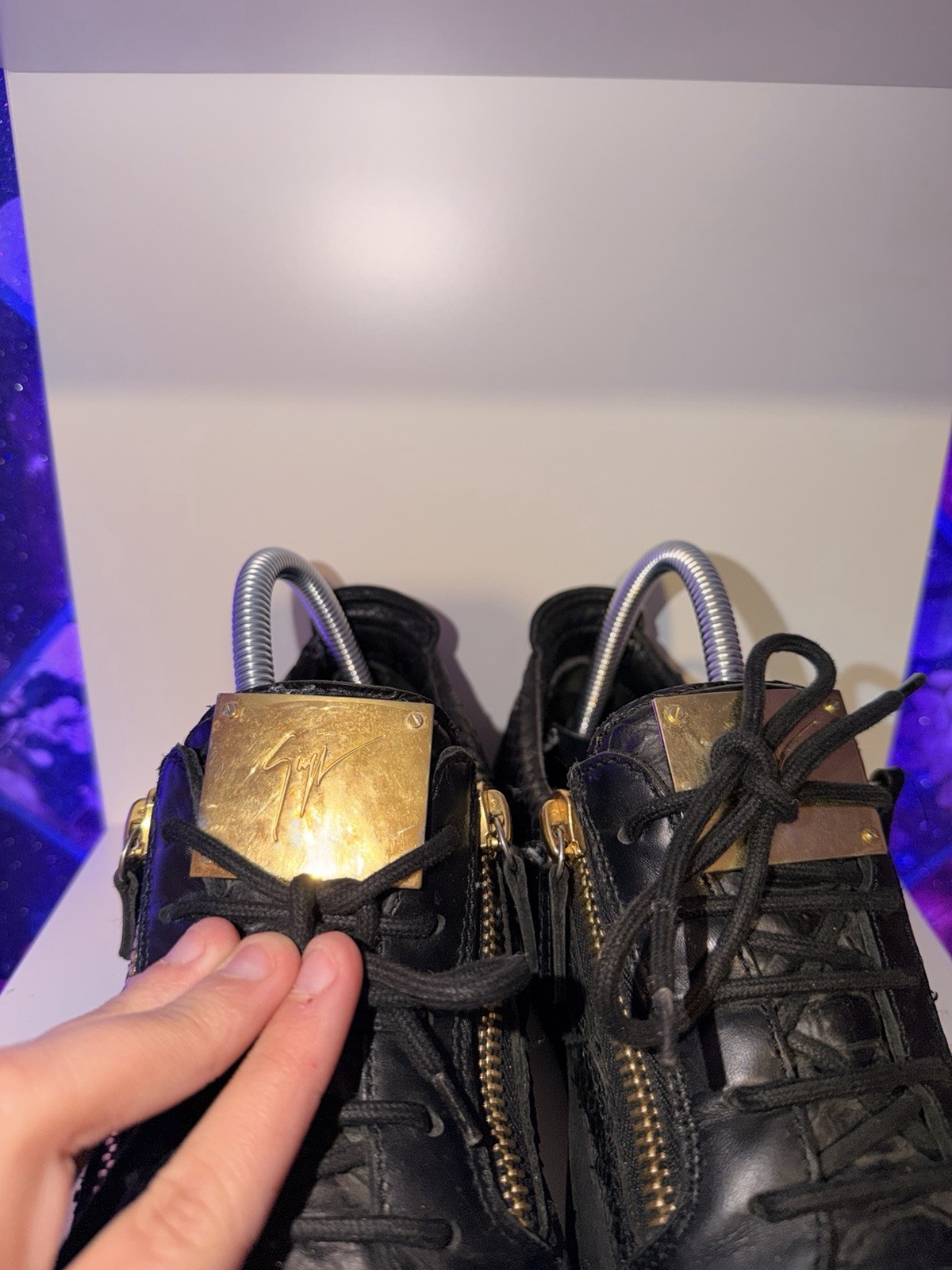 Giuseppe Zanotti Frankie Black Python Leather Gol… - image 6