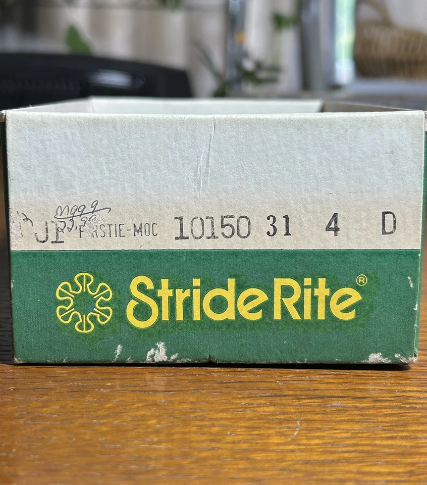 Zapato de Caminar Bebé Rojo Stride Rite “Firstie-Moc” Años 80 De Colección Talla 4 D Caja Original Foto 2 de 4