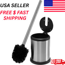 Premium Quality Bathroom Toilet Cleaning Flexible Brush and Holder Set With Lid