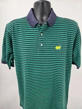 Masters Augusta National Polo Shirt Mens Large Green Blue Stripe Slazenger