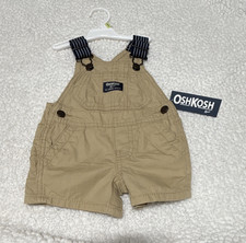OshKosh B'gosh Beige Cotton Canvas Sleeveless Overall One-Piece 3 Months