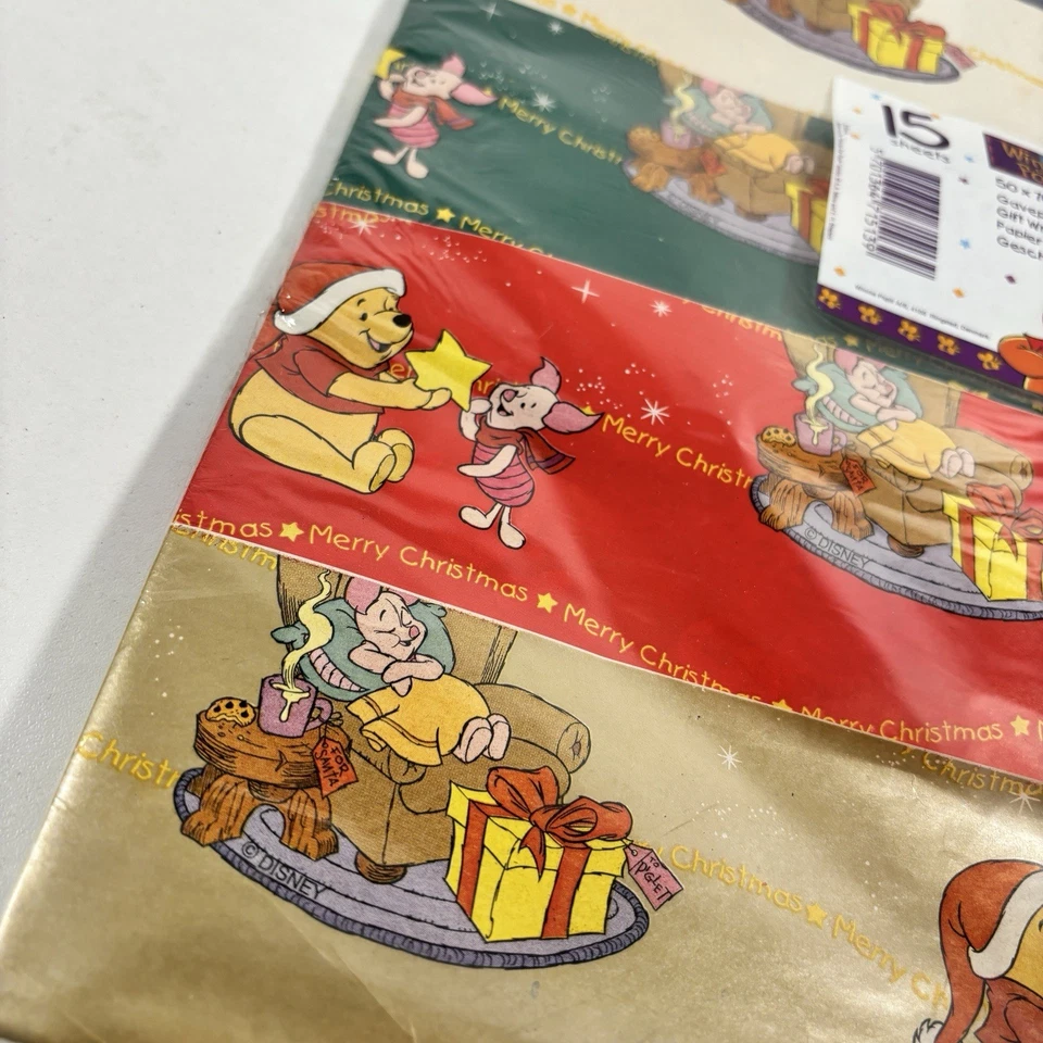 Vintage 1990s Disney Winnie The Pooh Christmas Gift Wrap Wrapping Paper - Image 3 of 4