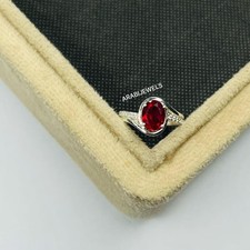 Oval Cut Red Ruby Gemstone Ring 925 Sterling Silver Gift For Her.