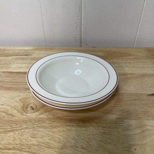 Gastronomie Arcopol France White/Bordeaux Soup/Cereal Bowl Set of 6 - Picture 2 of 10