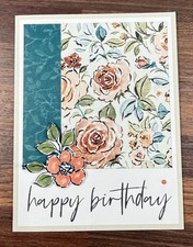 Stampin Up Card Kit Happy Birthday Floral Charm DSP - Makes 4 Cards