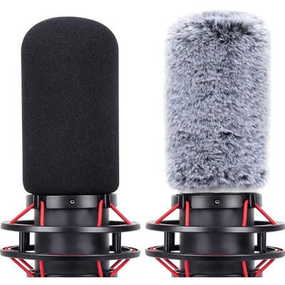 Profi Mikrofon Popschutz Set für HyperX QuadCast S Schaumstoff Fell Windschutz
