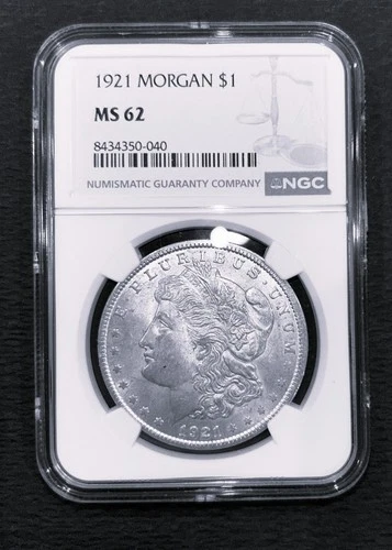 1921   MORGAN  SILVER  DOLLAR Certified MS62