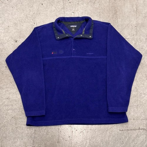Vintage 90s Patagonia Synchilla Snap T Fleece Jacket Sweatshirt Large Navy Blue - Image 1