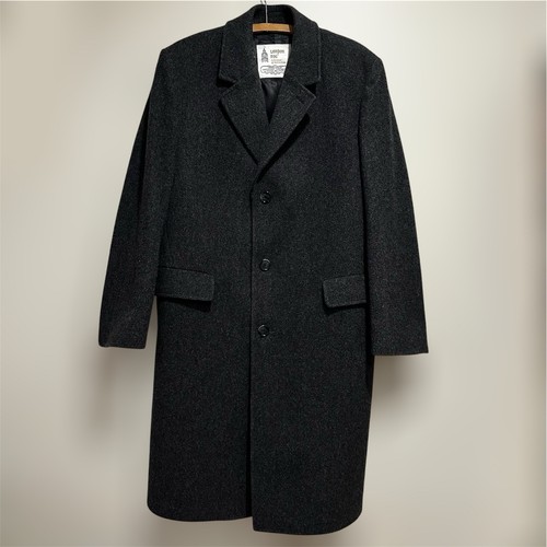 Vtg London Fog Wool Trench Coat Mens 42 Regular Gray Long Sleeve Pocket Buttons - Picture 2 of 18