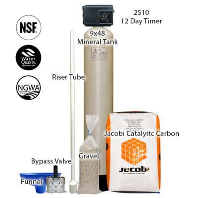 Jacobi Catalytic Carbon Filter System with 12''X52''Tank & Fleck 2510 12 Day Timer
