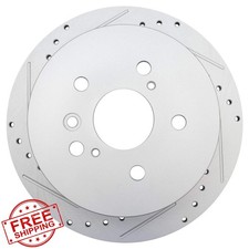 TRQ Rear Brake Rotors G Coated Drilled Slotted for 04-09 Lexus RX, 04-07 Toyo...