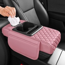 5 in 1 Nappa Leather Console Armrest Cover, Pink