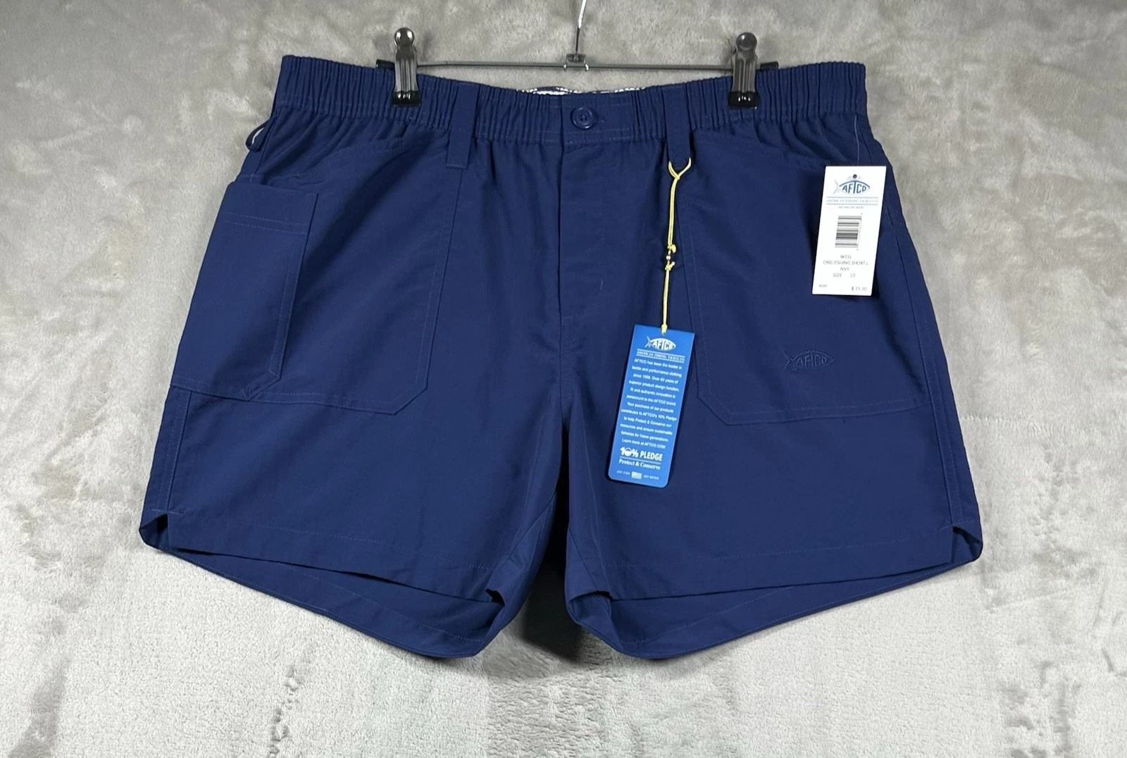 Aftco W01L Original Fishing Shorts 5” Nylon Women’s Sz 10 Navy Blue Aftech New
