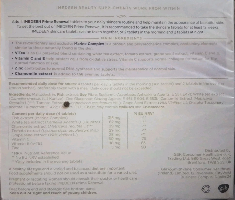 Fórmula de colágeno para piel IMEDEEN Prime Renewal para 50+ *EXP DIC 2025* 120 comprimidos Foto 2 de 3