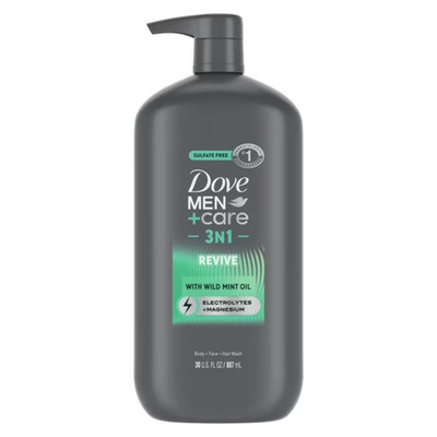 Dove Men+Care 3in1 Body Wash 30oz Invigorating Revive Face Hair Cleanser