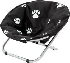round Pet Bed: Comfortable Elevated Cat Bed with Paw Print Cushion - Black  Whi