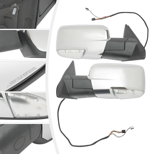 One Pair Manual Folding Heated Rear View Mirror Fit For 2013-2019 Dodge Ram 1500