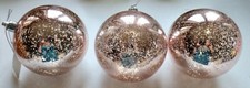 Three Katherine  s Collection Pink  Mercury Glass  4  Plastic Ball Ornaments. NOS