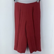 Linen Ankle Pants 12 Minimal USA Vintage Preppy Wide Leg Lagenlook Coastal Y2K