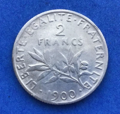 MONNAIE DE 2F SEMEUSE 1900 EN ARGENT ANCIENNE DE COLLECTION - Photo 1/4