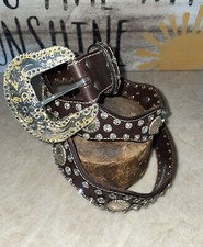 Nocona New Brown Studded Crystal Belt Size Medium