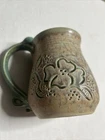 Vintage Frankoma Pottery Mug - Flower Design - Teal Inside
