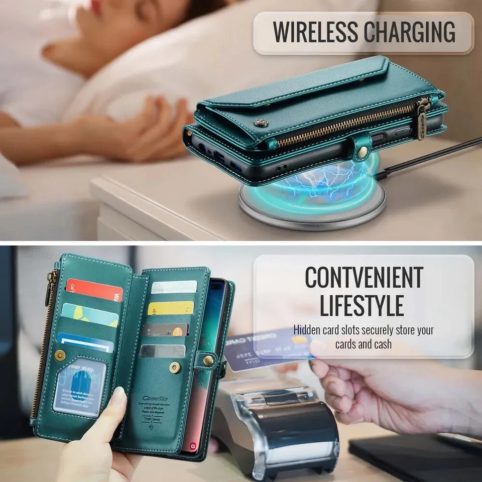 Phone Case for Samsung Galaxy S10 Crossbody Wallet Case Leather Flip Cover - Imagem 3 de 4