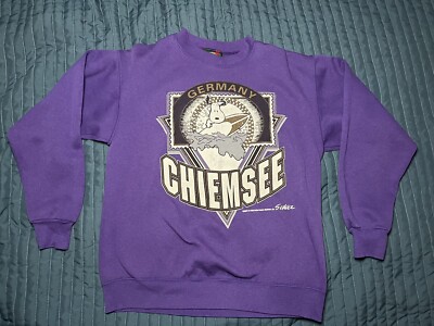 Vintage Jostens Pranuts Snoopy Sweatshirt Chiemsee Germany Purple Medium USA