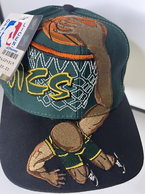 Vintage 90s Seattle Supersonics Drew Pearson Snapback Hat Slam 