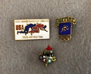 Olympic Pins 1984 Los Angeles - Track & Field - Perrier Running & LAPD Vintage