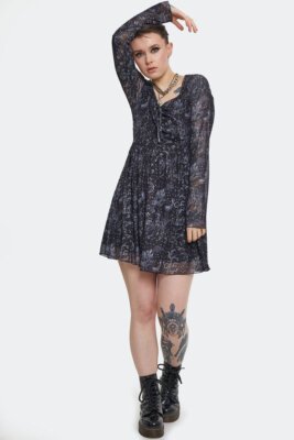 Night Forest Long Sleeve Gothic Alternative Style Dress