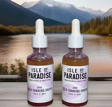 2 Isle of Paradise DARK Face & Body Self Tanning Drops - 1.69 fl. oz., 50 ml New