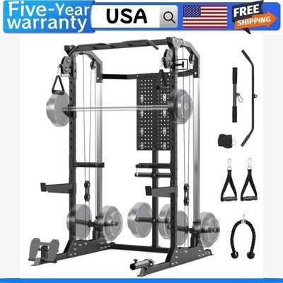  2000 LBS Power Cage Power Rack with Dual Independent Pulley System Squat Rack 