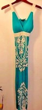 Just Love Juniors Sundress Green Sleeveless Strap Embroidered Long Dress Size S
