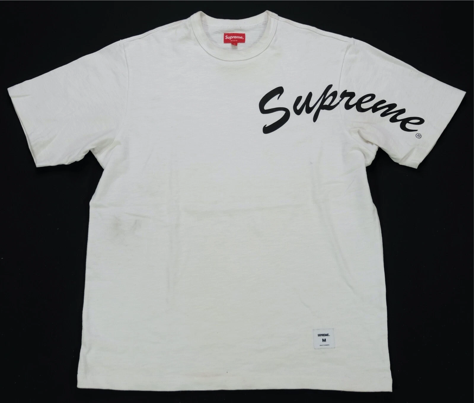 Rare T shirt SUPREME FW20 2020 épaule arc évasé streetwear blanc moyen M