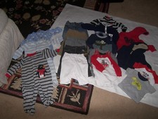 INFANT BOYS 19 PIECE LOT SIZE 6 / 9 MONTHS CARTERS, CIRCO, OSH KOSH, GAP, CAVI