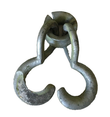 ANTIQUE HOOK GRAPPLE HOIST BARN FARM TOOL CRANE HOOK STEEL SPLIT IRON