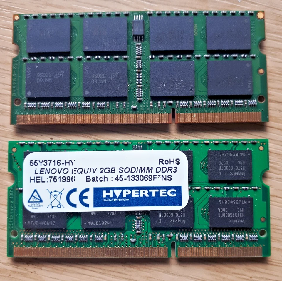 4GB (2x2GB) HYPERTEC 55Y3716-HY, LENOVO EQUIV 2GB SODIMM DDR3-1333MHz Memory - Image 2 of 3