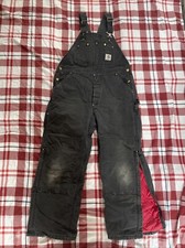 VINTAGE Carhartt Overalls Black Mens 38x30 Black Bibs Double Knee Arctic Quilted