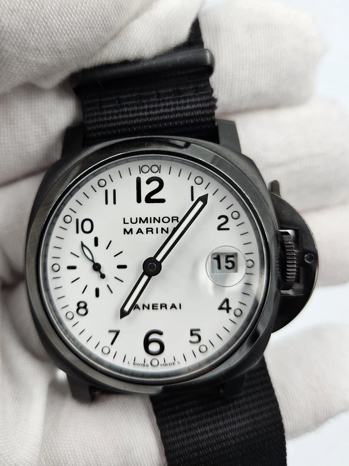 Panerai 49 Luminor Marina 40 mm White Dial Custom DLC PAM00049 PAM 00049 PAM49 - Image 4 of 4