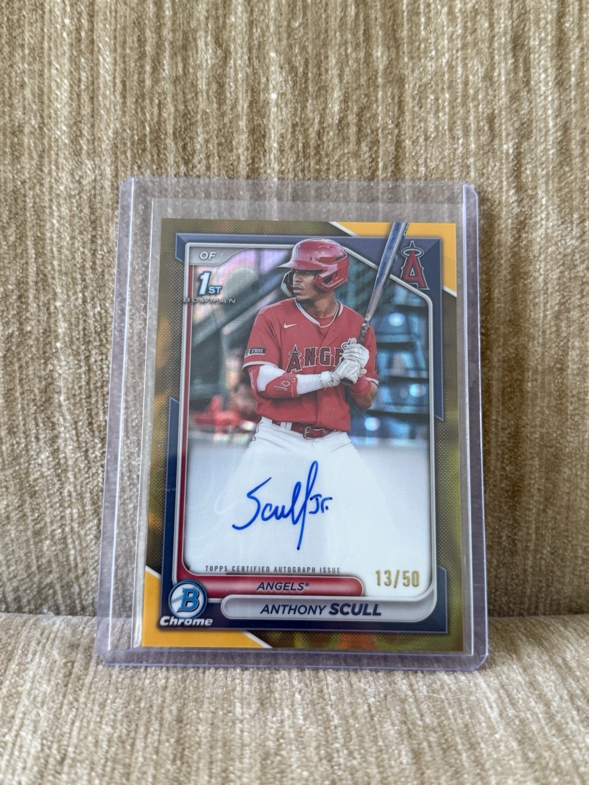2024 Bowman Chrome #CPA-AS ANTHONY SCULL 1ST Gold Lava Refractor AUTO /50 Angels