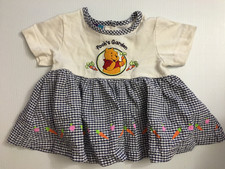 Vintage Disney Winnie the Pooh Baby Dress Gingham Embroidered Applique Garden 2T