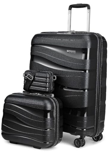 Luggage Carry On Suitcase Sets, Expandable PP Hard Shell 20 inch Black