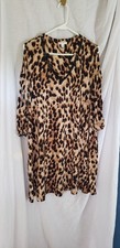Womens Large Long Sleeve Leopard Print Dress