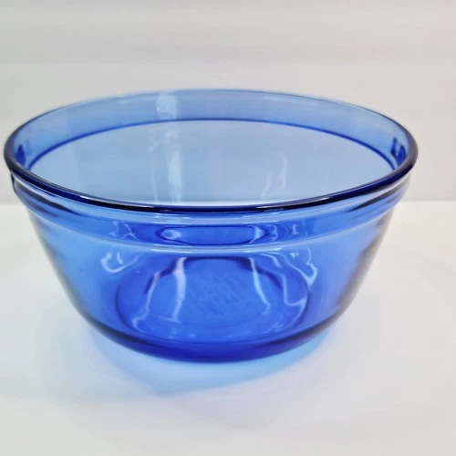 Vintage Anchor Hocking Ovenware Cobalt Blue Glass Mixing Bowl 2.5 QT 1058