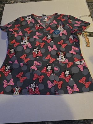 Disney Minnie Mouse Womens Scrubs Top Shirt Tooniforms Size Medium