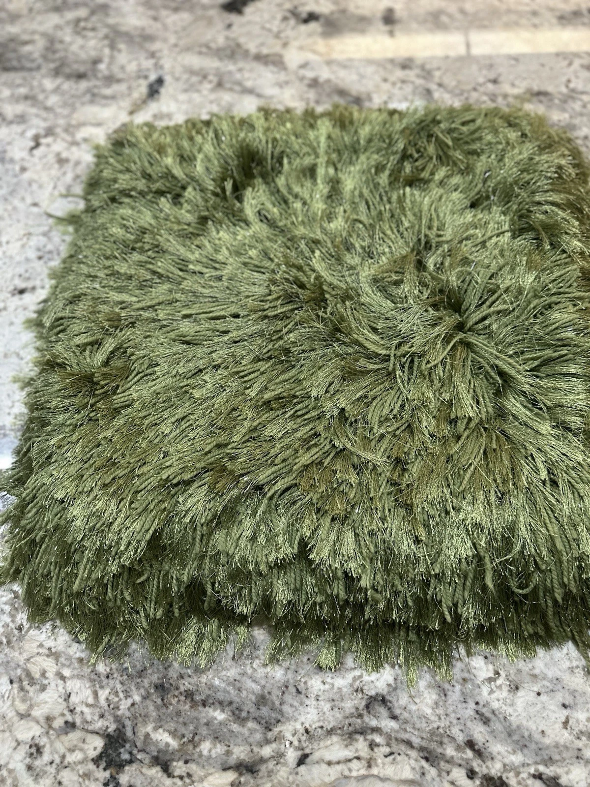 2 Lime Green With Silver Tinsel Shaggy Decorative Pillow Sham Covers 20”x20”